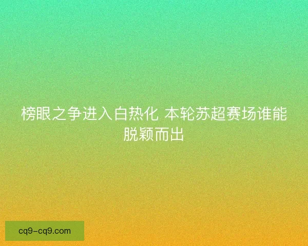 榜眼之争进入白热化 本轮苏超赛场谁能脱颖而出